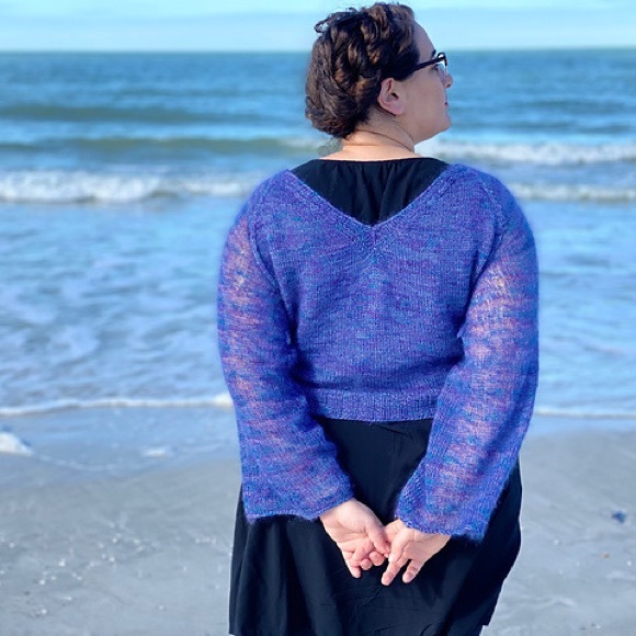 Hand Knit Sweater, Stranded Dyeworks Blue Rinse - Picture 2 of 3